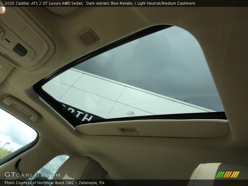 Dark Adriatic Blue Metallic / Light Neutral/Medium Cashmere 2015 Cadillac ATS 2.0T Luxury AWD Sedan