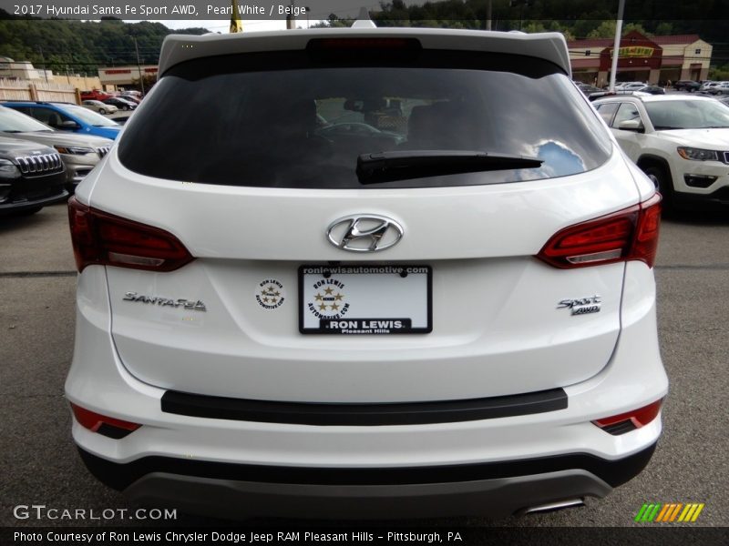 Pearl White / Beige 2017 Hyundai Santa Fe Sport AWD