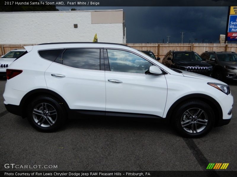 Pearl White / Beige 2017 Hyundai Santa Fe Sport AWD