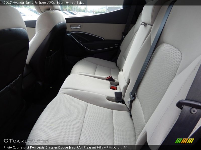 Pearl White / Beige 2017 Hyundai Santa Fe Sport AWD