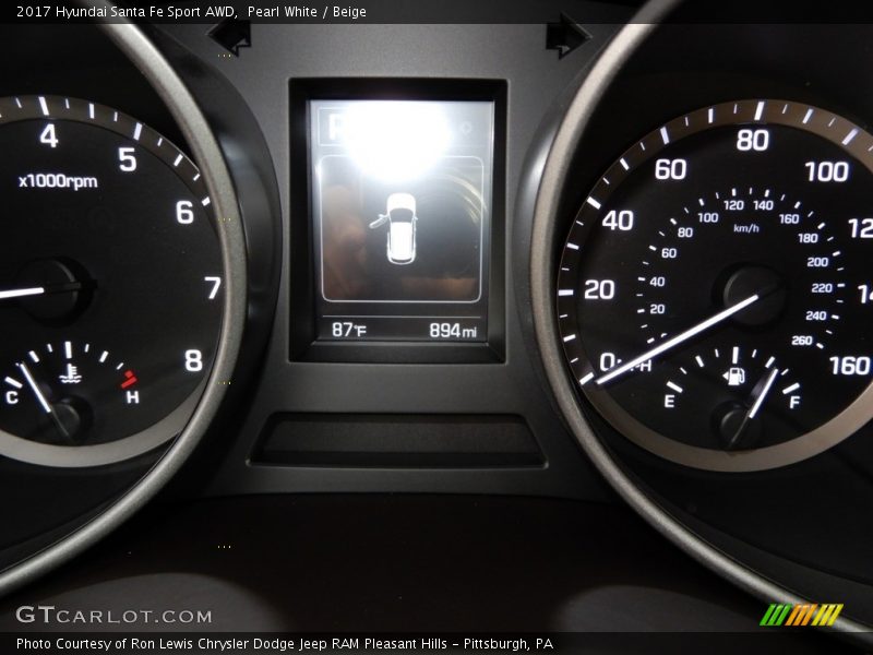 Pearl White / Beige 2017 Hyundai Santa Fe Sport AWD