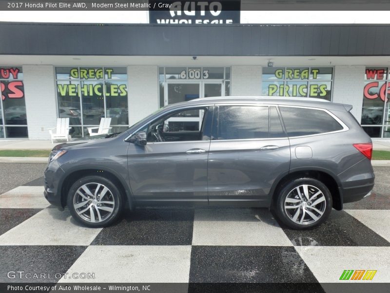 Modern Steel Metallic / Gray 2017 Honda Pilot Elite AWD
