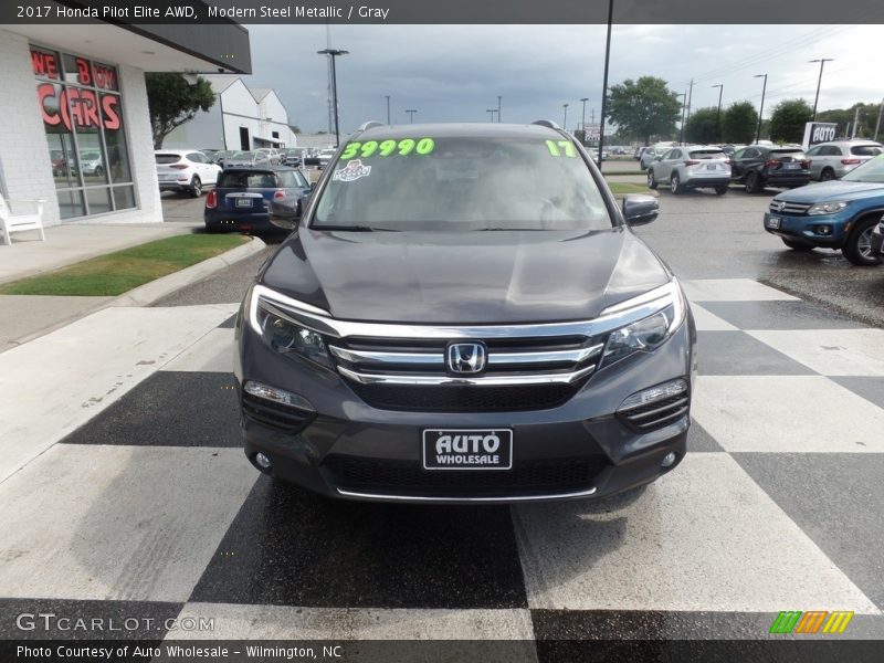 Modern Steel Metallic / Gray 2017 Honda Pilot Elite AWD