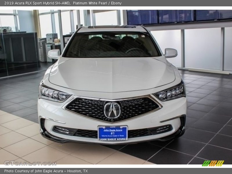 Platinum White Pearl / Ebony 2019 Acura RLX Sport Hybrid SH-AWD