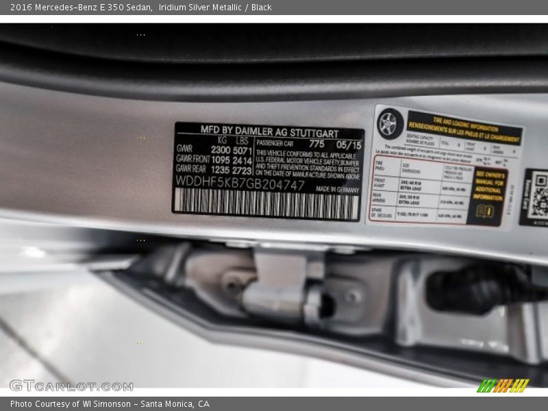 Iridium Silver Metallic / Black 2016 Mercedes-Benz E 350 Sedan