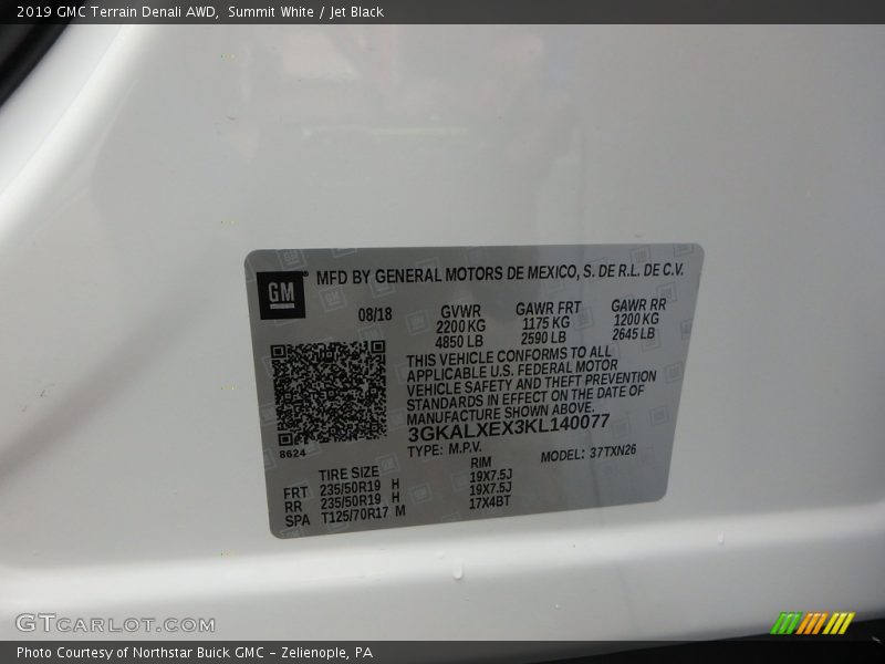 Summit White / Jet Black 2019 GMC Terrain Denali AWD