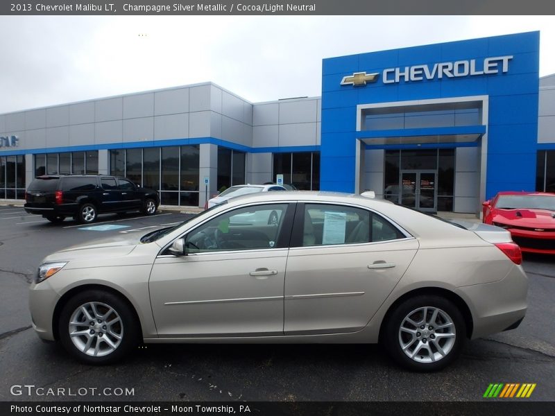 Champagne Silver Metallic / Cocoa/Light Neutral 2013 Chevrolet Malibu LT