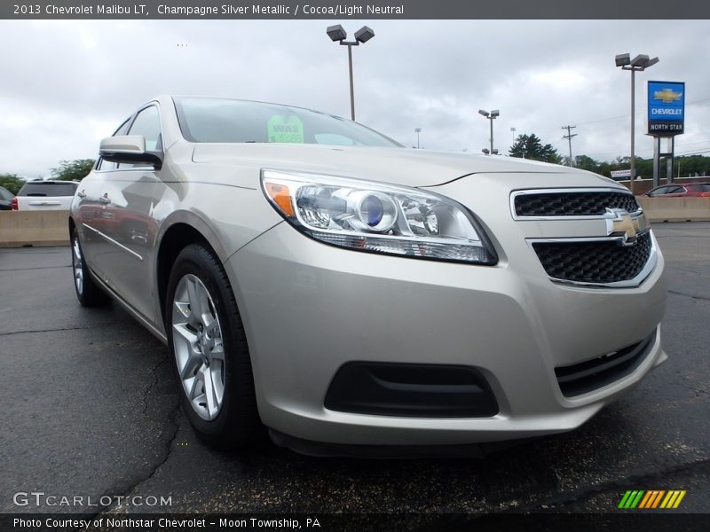 Champagne Silver Metallic / Cocoa/Light Neutral 2013 Chevrolet Malibu LT