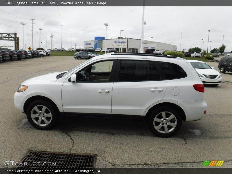 Powder White Pearl / Beige 2008 Hyundai Santa Fe SE 4WD