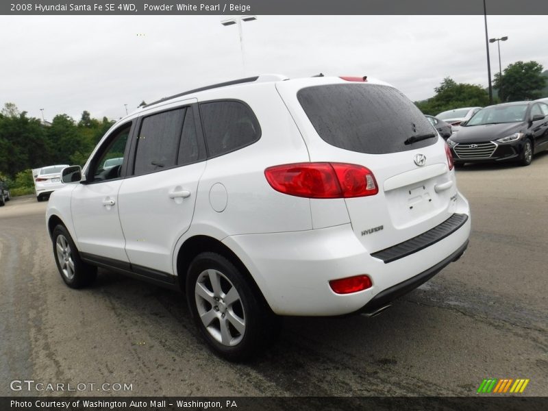 Powder White Pearl / Beige 2008 Hyundai Santa Fe SE 4WD