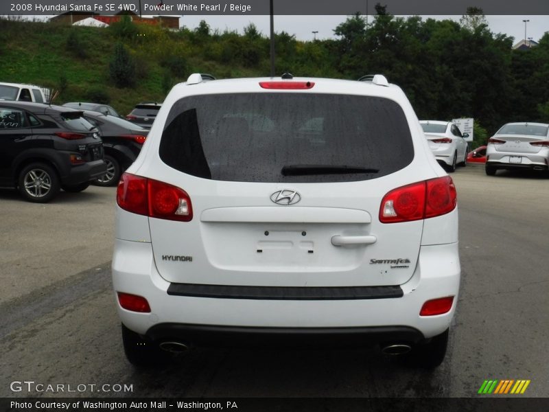 Powder White Pearl / Beige 2008 Hyundai Santa Fe SE 4WD