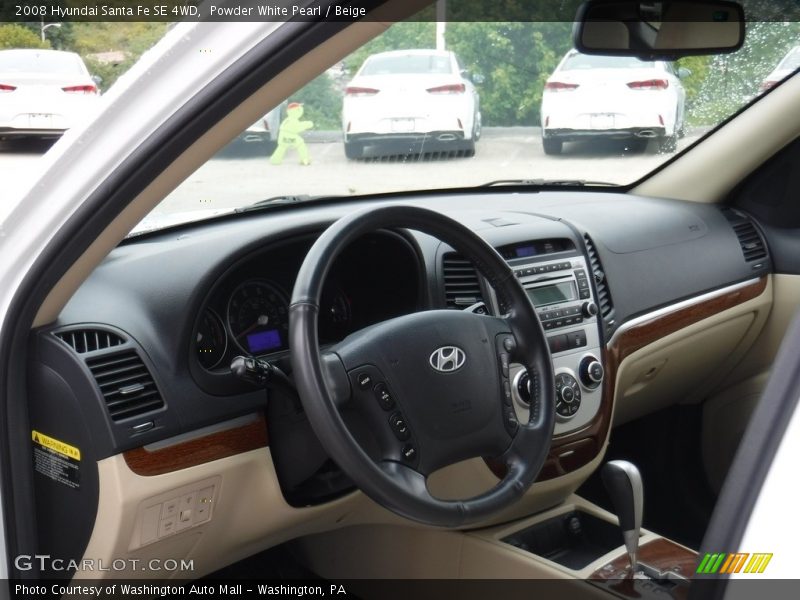 Powder White Pearl / Beige 2008 Hyundai Santa Fe SE 4WD