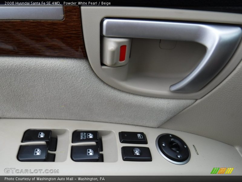 Powder White Pearl / Beige 2008 Hyundai Santa Fe SE 4WD