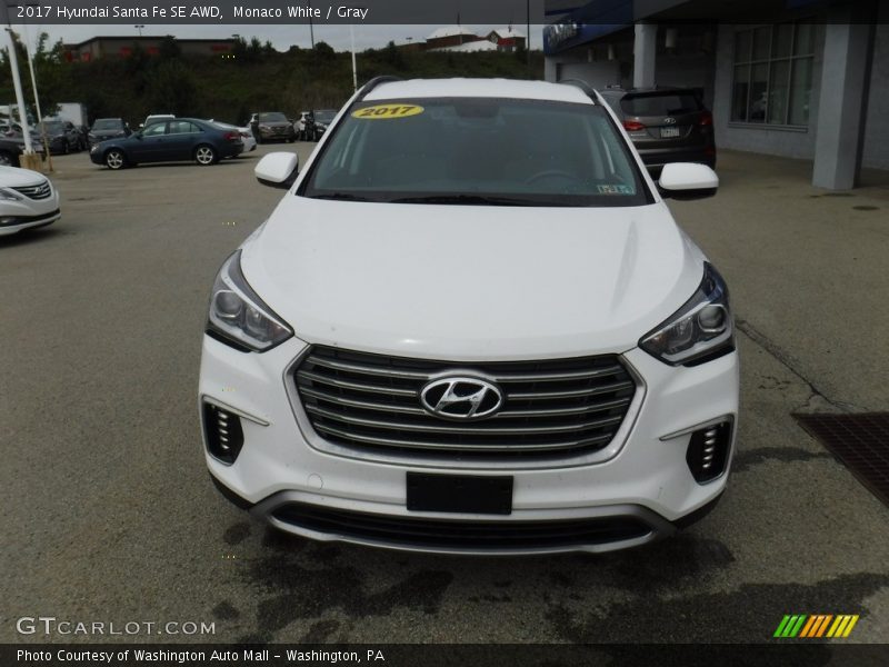 Monaco White / Gray 2017 Hyundai Santa Fe SE AWD
