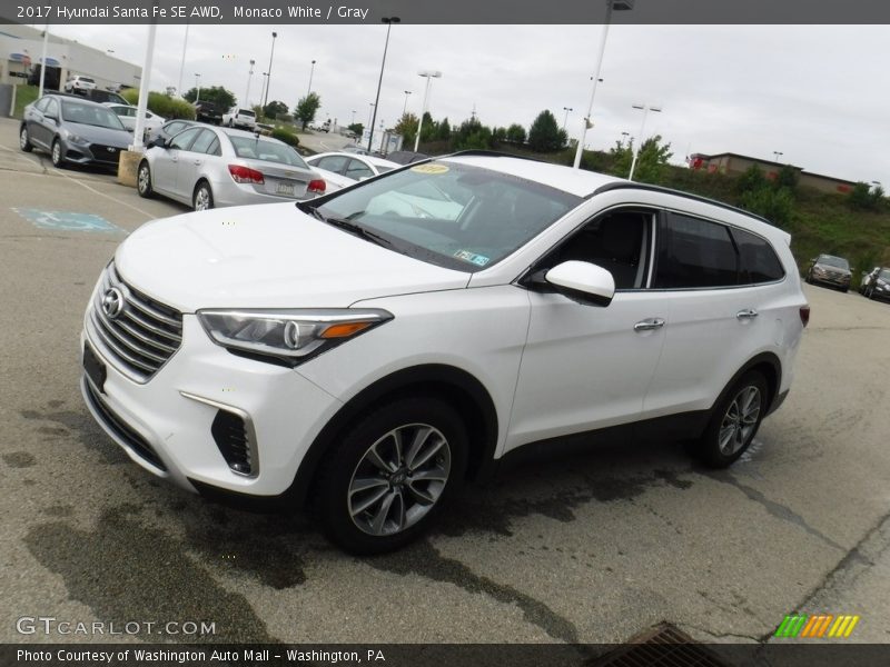 Monaco White / Gray 2017 Hyundai Santa Fe SE AWD
