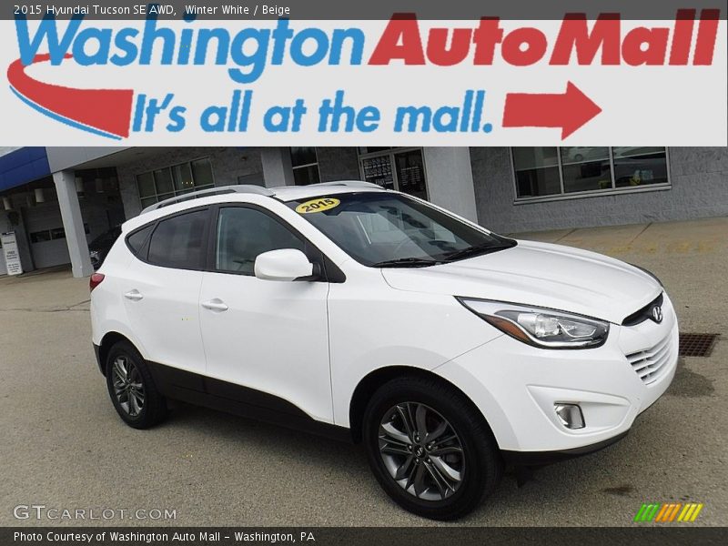 Winter White / Beige 2015 Hyundai Tucson SE AWD
