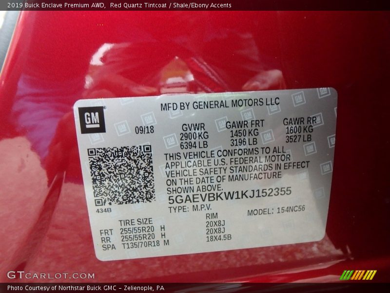 Red Quartz Tintcoat / Shale/Ebony Accents 2019 Buick Enclave Premium AWD