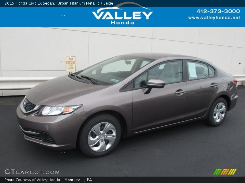 Urban Titanium Metallic / Beige 2015 Honda Civic LX Sedan