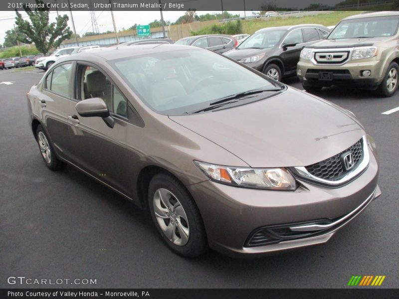 Urban Titanium Metallic / Beige 2015 Honda Civic LX Sedan