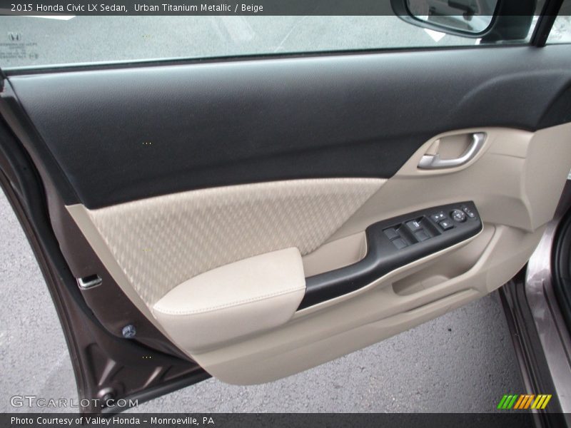 Urban Titanium Metallic / Beige 2015 Honda Civic LX Sedan