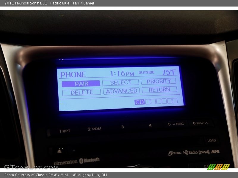 Pacific Blue Pearl / Camel 2011 Hyundai Sonata SE