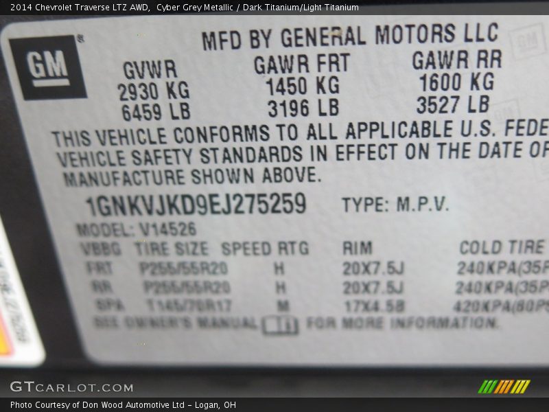 Cyber Grey Metallic / Dark Titanium/Light Titanium 2014 Chevrolet Traverse LTZ AWD