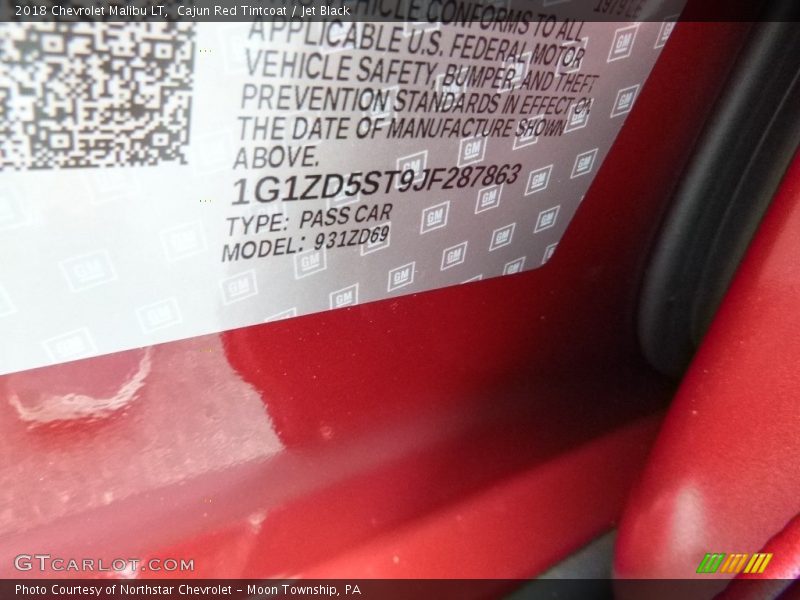 Cajun Red Tintcoat / Jet Black 2018 Chevrolet Malibu LT