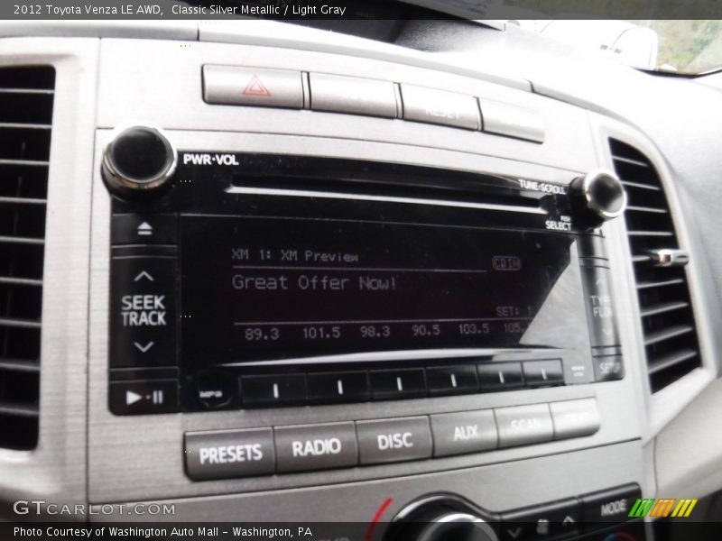 Classic Silver Metallic / Light Gray 2012 Toyota Venza LE AWD