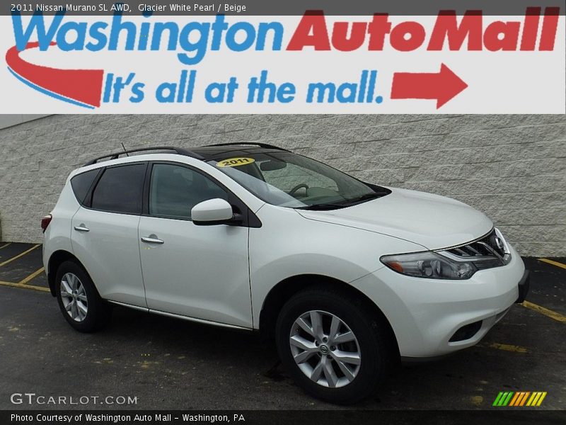 Glacier White Pearl / Beige 2011 Nissan Murano SL AWD