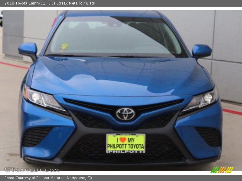 Blue Streak Metallic / Black 2018 Toyota Camry SE