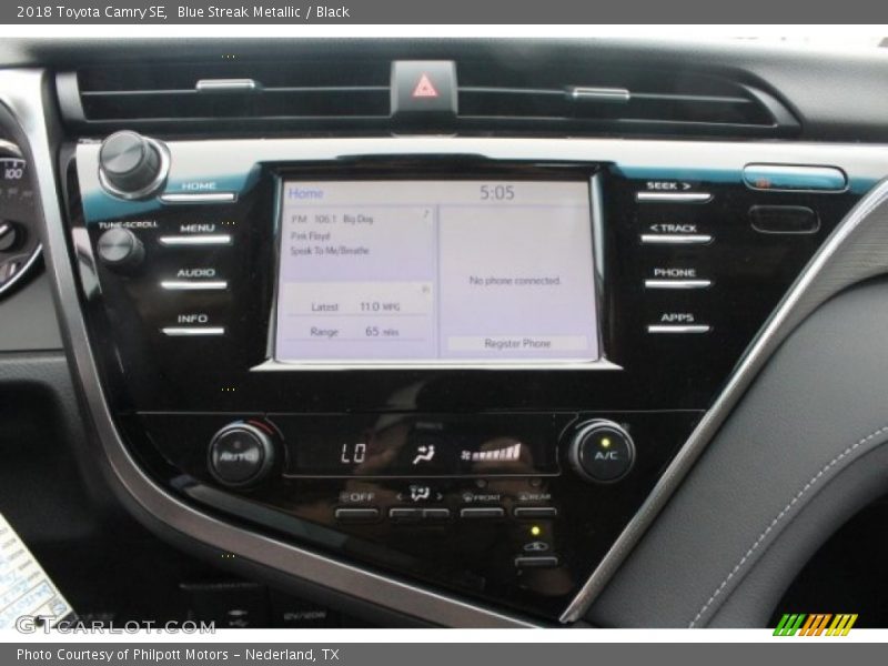 Blue Streak Metallic / Black 2018 Toyota Camry SE