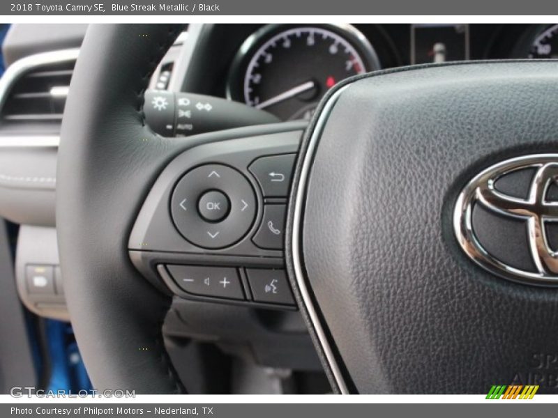 Blue Streak Metallic / Black 2018 Toyota Camry SE