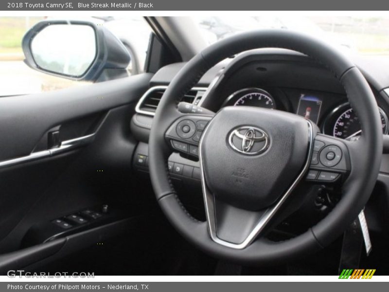 Blue Streak Metallic / Black 2018 Toyota Camry SE