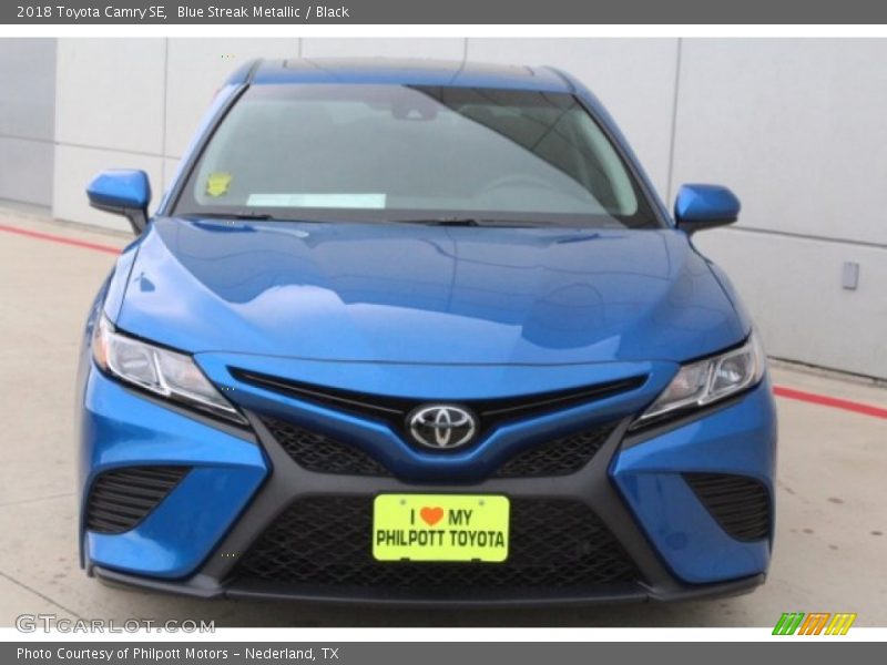 Blue Streak Metallic / Black 2018 Toyota Camry SE