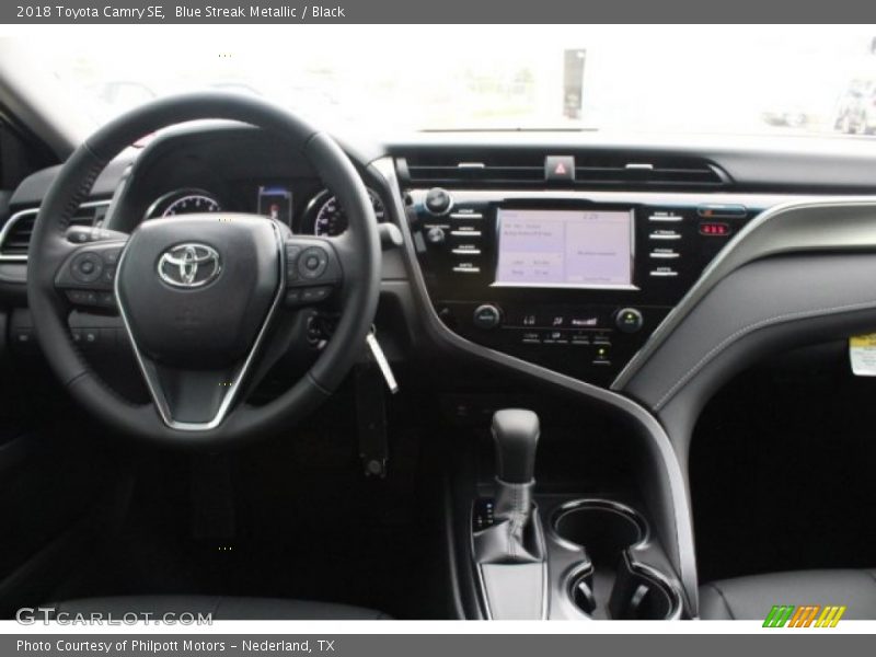 Blue Streak Metallic / Black 2018 Toyota Camry SE