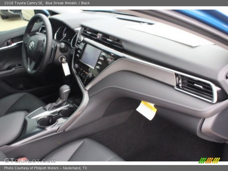 Blue Streak Metallic / Black 2018 Toyota Camry SE