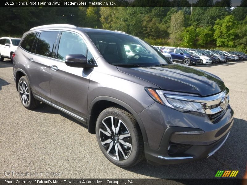 Modern Steel Metallic / Black 2019 Honda Pilot Touring AWD