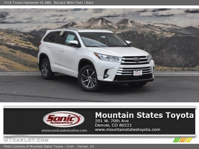 Blizzard White Pearl / Black 2018 Toyota Highlander SE AWD