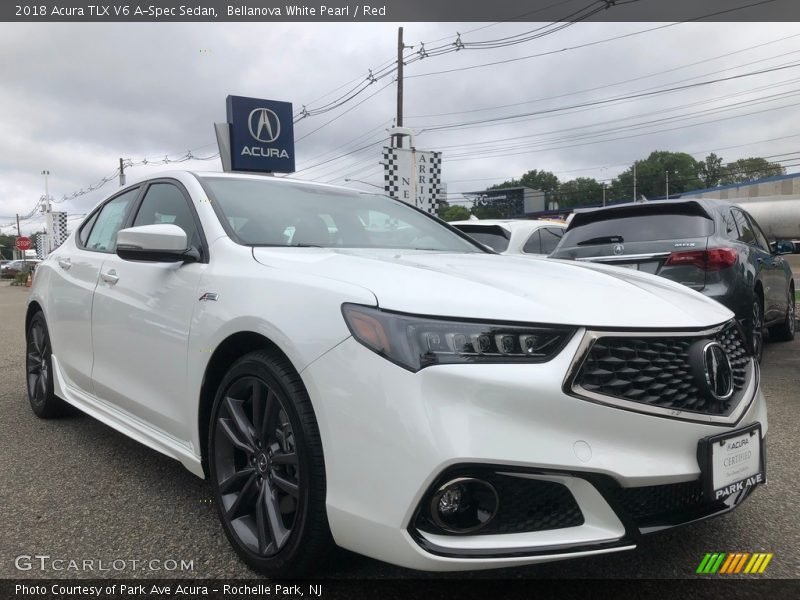 Bellanova White Pearl / Red 2018 Acura TLX V6 A-Spec Sedan