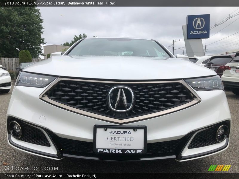 Bellanova White Pearl / Red 2018 Acura TLX V6 A-Spec Sedan