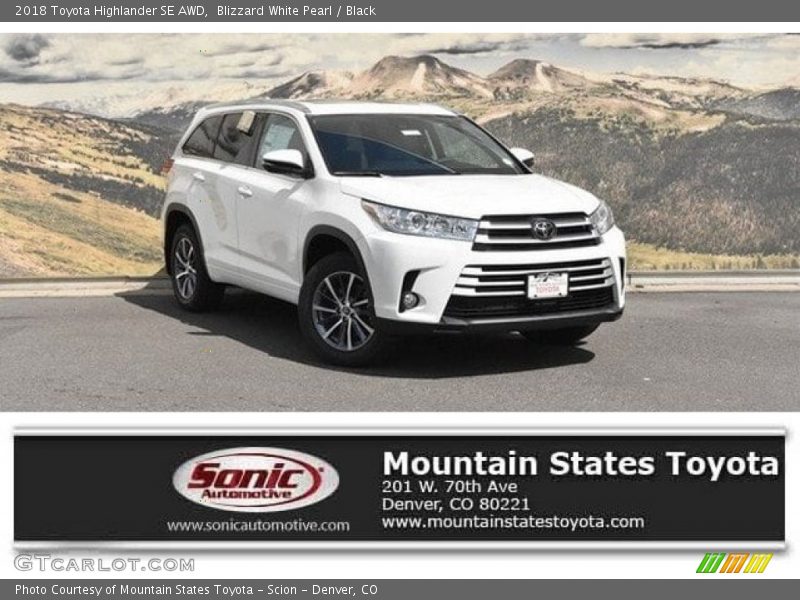Blizzard White Pearl / Black 2018 Toyota Highlander SE AWD
