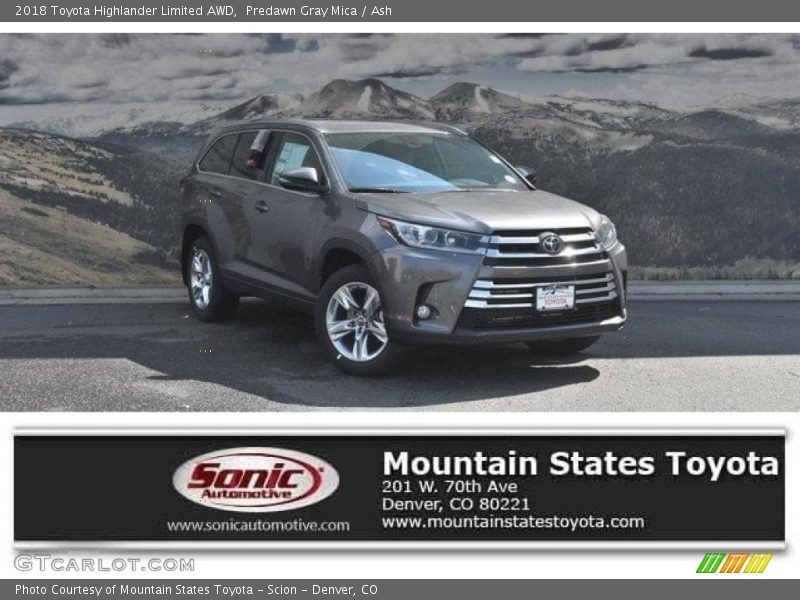 Predawn Gray Mica / Ash 2018 Toyota Highlander Limited AWD