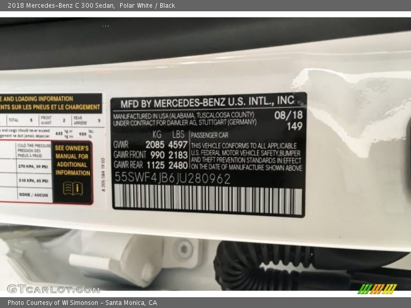 Polar White / Black 2018 Mercedes-Benz C 300 Sedan