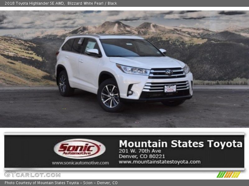 Blizzard White Pearl / Black 2018 Toyota Highlander SE AWD