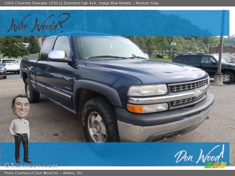 Indigo Blue Metallic / Medium Gray 2000 Chevrolet Silverado 1500 LS Extended Cab 4x4