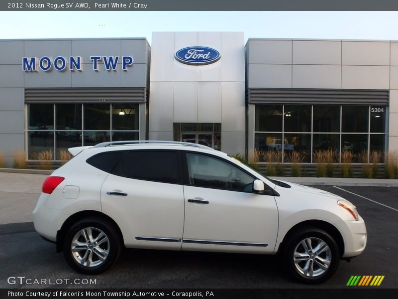 Pearl White / Gray 2012 Nissan Rogue SV AWD