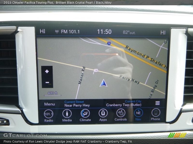 Brilliant Black Crystal Pearl / Black/Alloy 2019 Chrysler Pacifica Touring Plus