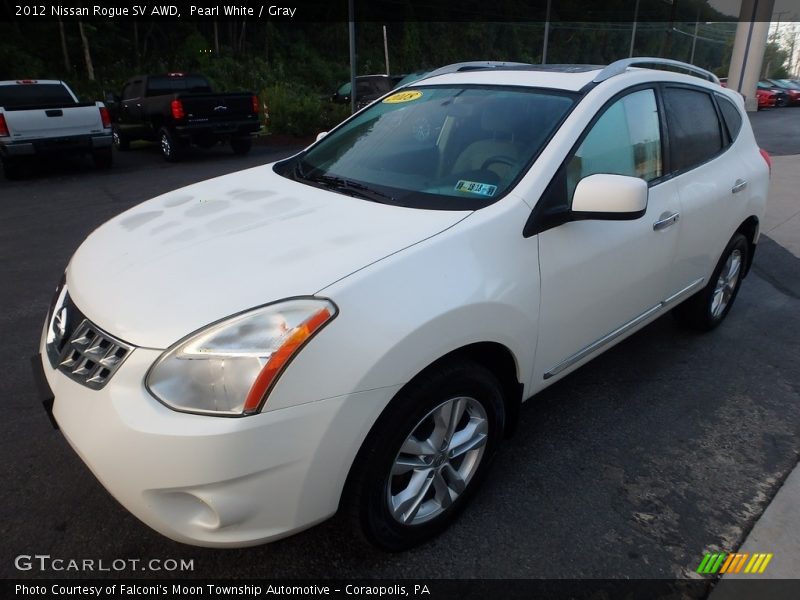 Pearl White / Gray 2012 Nissan Rogue SV AWD