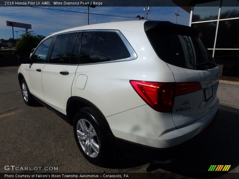 White Diamond Pearl / Beige 2016 Honda Pilot LX AWD
