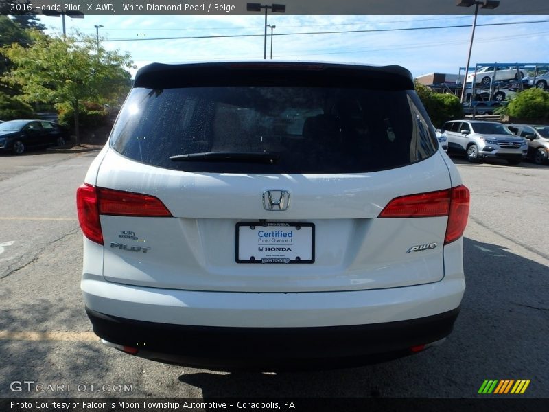 White Diamond Pearl / Beige 2016 Honda Pilot LX AWD